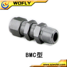 Conexão de tubo de aço inoxidável 316ss3 / 8t Bulkhead Male Connector